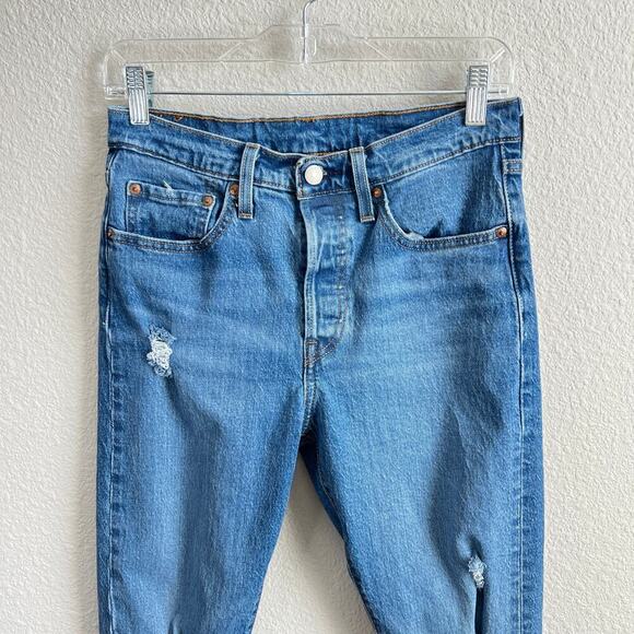 Levi's 501 S Jeans Women's 27 Skinny Leg High Rise Distressed Medium Wash - Picture 2 of 10